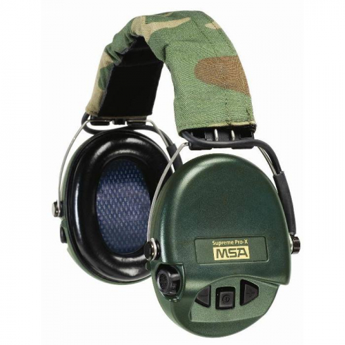MSA 10153220, HEADSET, SUPREME  PRO-X, WITH CAMOUFLAGE HEADBAND, GREEN CUPS