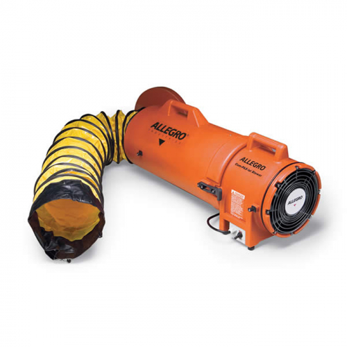 Allegro Industries 9533-25E, 8" Plastic COM-PAX-IAL Blower w/ 25' Ducting, AC, 220V/50Hz
