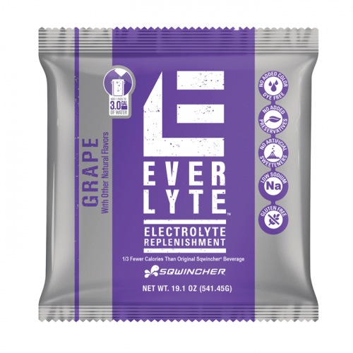 Sqwincher 159016870, Everlyte Powder, 32 packs per case, 2.5 gallon yield per pack, Grape Flavored,