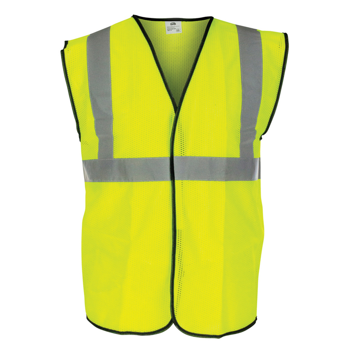SAS Safety 690-2221 Mesh Vest 2XLrg Class 3 Yellow with 2 Reflective Contrasting Trim 2 Pockets 