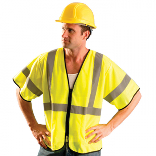 OccuNomix International Inc. ECO-GCZ3-Y2-3X, Class 3 Zipper-Front Mesh Vests, ECO-GCZ3-Y2/3X