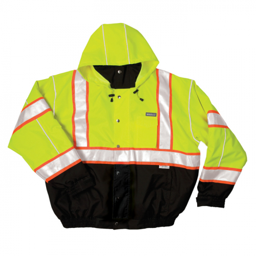 Kishigo JS119-3X, JS119 Lime Bomber Jacket Premium Black Series, JS119-3X