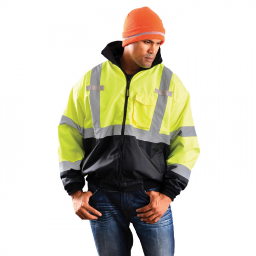 OccuNomix International Inc. LUX-ETJBJR-YL, Classic Three-Way Black Bottom Bomber Jackets, LUX-ETJBJ