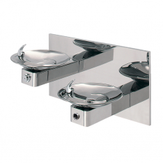 Haws 1011HPSHO, Wall Mount ADA Touchless/Push Button High Polished Dual Fountain
