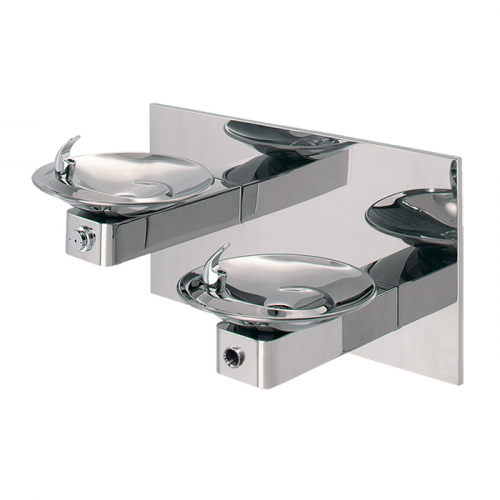 Haws 1011HPSHO, Wall Mount ADA Touchless/Push Button High Polished Dual Fountain