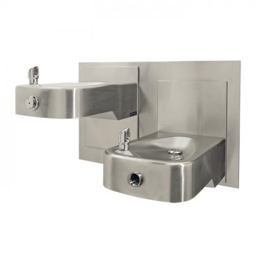 Haws 1117LHO, Wall Mount ADA Touchless/Push Button Dual Adjustable Fountain