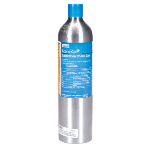 MSA 10098855, Calibration Cylinder, Gas, 34 L, (CH4)-1.45%, (O2)-15%, (CO) 60 PPM, (H2S)-20 PPM , (S
