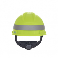 MSA 10102194, V-Gard Slotted Cap, Yellow-Green w/ Silver Stripe, w/Fas-Trac III Suspension