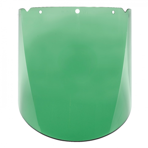 MSA 10115854, V-Gard Visor, PC, Green Tint, Molded, (10.375"x 17"x .098"), Anti-Fog/Anti-Scratch