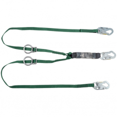 MSA 10193129, V-Series Standard twin-leg adjustable energy absorbing lanyard, Tie-back, 6', 36C snap