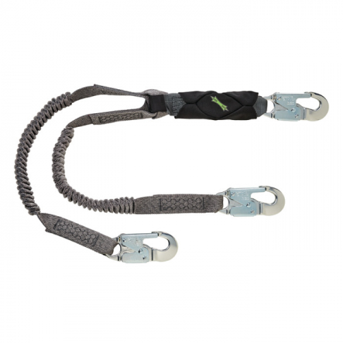 MSA 10193553, V-Series Stretch twin-leg energy absorbing lanyard, 6', 36C small snaphooks
