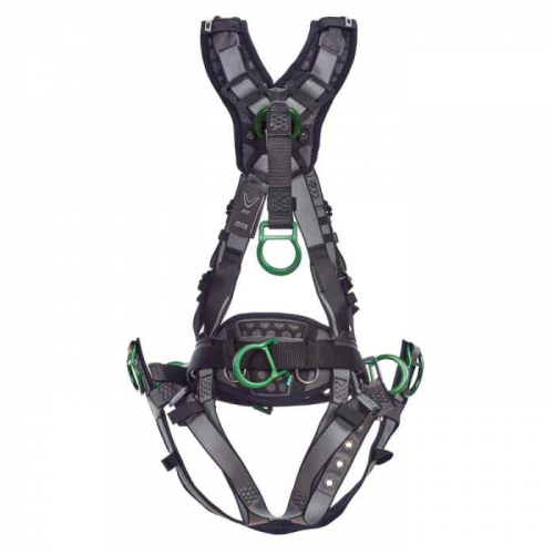 MSA 10195204, V-FIT Derrick Harness, Extra Small, Back, Chest & Hip D-Rings, Tongue Buckle Leg Strap