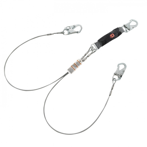 MSA 10199013, V-Series, High Heat, cable, twin-leg fixed energy absorbing lanyard, 6', 36C small sna
