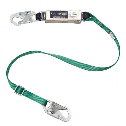 MSA 10211485, V-SERIES 12FT Free Fall/Heavy Worker single leg energy absorbing lanyard, 6' small sna