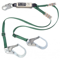 MSA 10211488, V-SERIES 12FT Free Fall/Heavy Worker twin leg energy absorbing lanyard, 6' small snaph