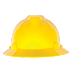 MSA 454730, V-Gard Slotted Full-Brim Hat, Yellow, w/Staz-On Suspension