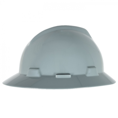 MSA 454731, V-Gard Slotted Full-Brim Hat, Gray, w/Staz-On Suspension