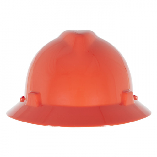 MSA 496075, V-Gard Slotted Full-Brim Hat, Orange, w/Fas-Trac III Suspension