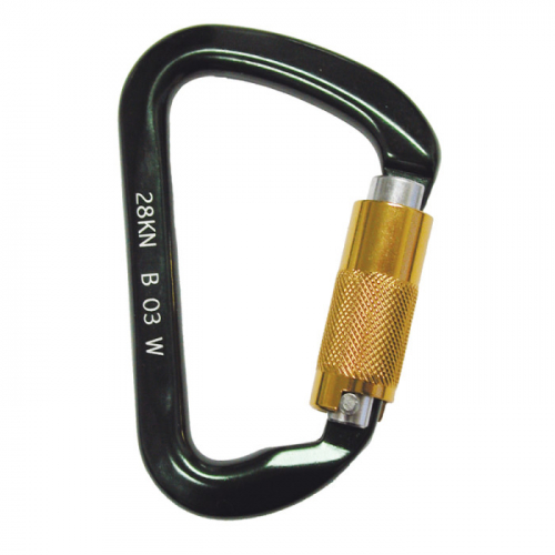 MSA 506259, Aluminum Carabiner, 7/8" gate opening, Auto-Locking, Black