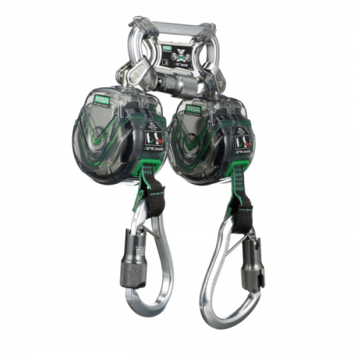 MSA 63111-00D, V-TEC Mini PFL, 6' (1.8m), twin-leg, aluminum triple-lock carabiners