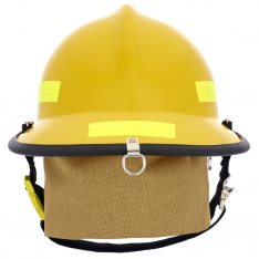 MSA 664DDY, Cairns 664 w/ Defender, Yellow, Deluxe Leather w/ Crown Pad, PBI/Kevlar Earlap, Nomex Ch