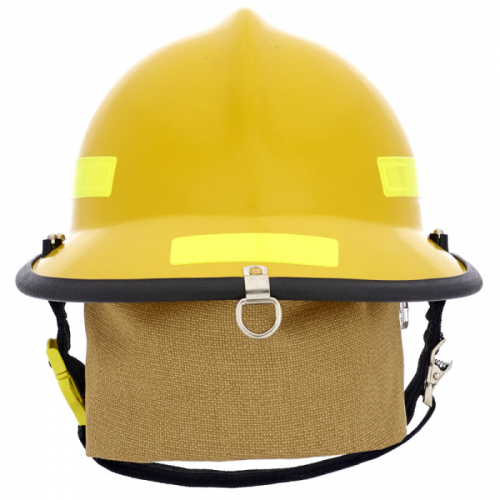 MSA 664DDY, Cairns 664 w/ Defender, Yellow, Deluxe Leather w/ Crown Pad, PBI/Kevlar Earlap, Nomex Ch