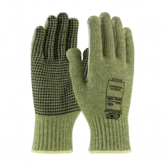 PIP 08-KA740PD/L, KEVLAR ACP 7G SEAMLESS KNIT ECON WGT GLOVE W/ PVC DOTS, POLY LINING, GREEN
