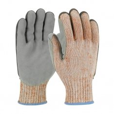 PIP 09-H550SLPV/L, SCRAP KING 7G POLYKOR SEAMLESS KNIT W/ SPLIT COWHIDE PALM, A9 VEND PACK