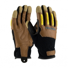 PIP 120-4200/L, MAX SAFETY, GOATSKIN LEATHER PADDED PALM & BACK, TPR KNUCKLE GUARDS