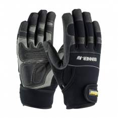 PIP 120-4400/L, GUNNER AV, PADDED SYNTHETIC PVC/ BLK. PALM, SPANDEX BACK,WRIST STRAP