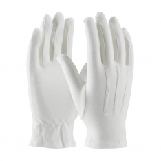 PIP 130-100WM/L, CABARET 100% COTTON DRESS GLOVE, WHITE, OPEN CUFF, RAISED STITCHING