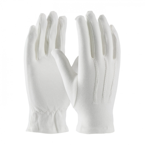 PIP 130-100WM/M, CABARET 100% COTTON DRESS GLOVE, WHITE, OPEN CUFF, RAISED STITCHING