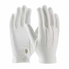PIP 130-150WM/L, CABARET 100% COTTON DRESS GLOVE, WHITE, SNAP CLOSURE, RAISED STITCH