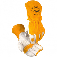 PIP 1434-5, GLOVE, WELDING, TOP GRAIN COWHIDE PALM, GOLD SPLIT BACK, LARGE