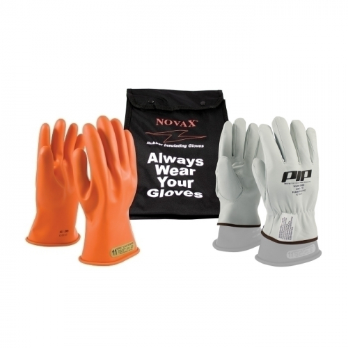 PIP 147-SK-00/10-KIT, NOVAX, INSULATING GLOVE KIT, CLASS 00, 11 IN., ORN., STRAIGHT CUFF