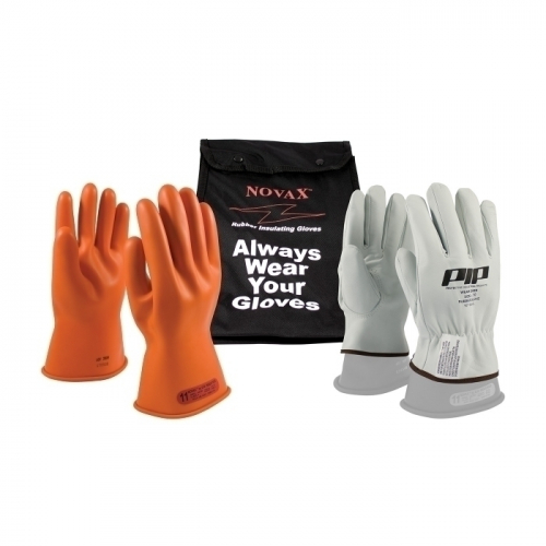 PIP 147-SK-0/10-KIT, NOVAX, INSULATING GLOVE KIT, CLASS 0, 11 IN., ORN., STRAIGHT CUFF