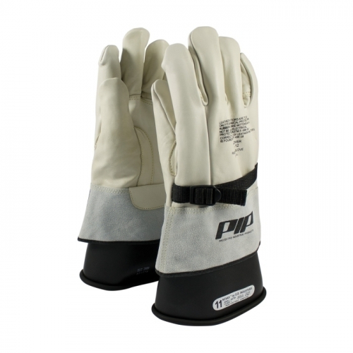 PIP 148-4000/10, LEATHER PROTECTOR, GRAIN COWHIDE, CLASS 1-2, 12 IN., GAUNTLET CUFF