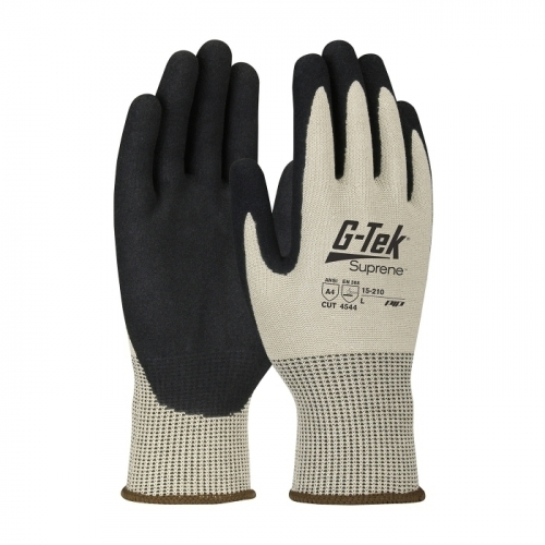 PIP 15-210/L, G-TEK SUPRENE, TAN 13G NANO SHELL, NITRILE MICROSURFACE GRIP, A4