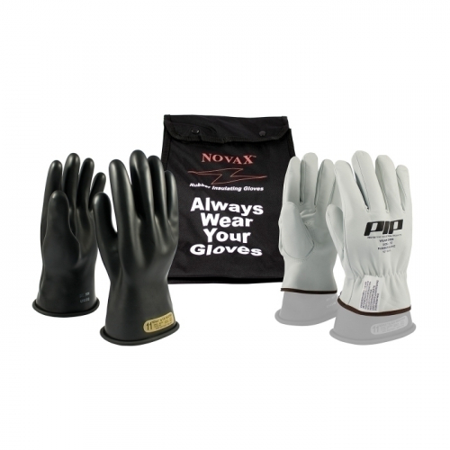 PIP 150-SK-00/10-KIT, NOVAX, INSULATING GLOVE KIT, CLASS 00, 11 IN., BLK., STRAIGHT CUFF