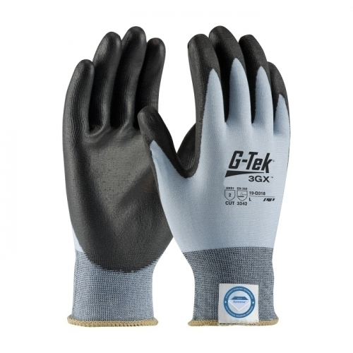 PIP 19-D318/XXL, G-TEK 3GX DYNEEMA DIAMOND, 18G BLUE EL SHELL, PU SMOOTH GRIP, A2