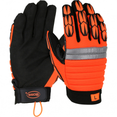 PIP 1JM4002X, BOSS MINERS' MECHANIC, HI-VIS ORANGE, SYN LEATHER PALM, PADDED BACK/TPR, 2XL