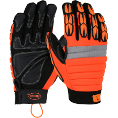 PIP 1JM5002X, BOSS MINERS MECHANIC, HV ORANGE, SYN LEATHER PATCH PALM, PADDED BACK/TPR, 2XL