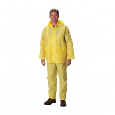 PIP 201-250L, RAINSUIT .25MM SINGLE PLY PVC, YLW, SELF COLLAR, BIB OVERALL ALL