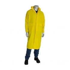 PIP 205-300FR/2X, RAINSUIT 2PC. .35MM PVC/POLYESTER, FR TREATED, HOOD, SELF COLLAR, YLW