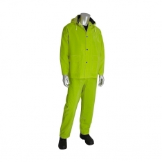 PIP 201-355L, RAINSUIT 3PC. .35MM PVC/POLYESTER, HOOD, CORDUROY COLLAR, HI VIS LY
