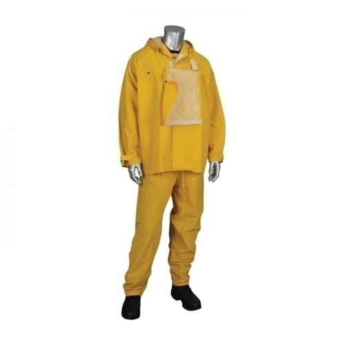 PIP 205-375FR/2X, HYDROBLAST RAINSUIT .35MM PVC/POLY, FR TREATED, HOOD, SHROUD, YELLOW