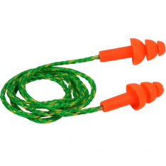 PIP 267-HPR310C, 3-FLANGE EAR PLUGS, CORDED, 25 NRR, ORANDE TPR W/ TEXTILE CORD, 100/BOX