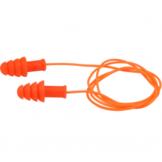 PIP 267-HPR400C, 4-FLANGE EAR PLUG, CORDED, 27 NRR, ORANGE TPR W/VINYL CORD,100/BOX