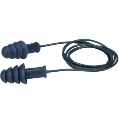 PIP 267-HPR410D, METAL DETECTABLE 4-FLANGE EAR PLUG, CORDED, 27 DB NRR, BLUE, 100/BOX