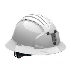 PIP 280-EV6161M-10, JSP EVO6161 FULL BRIM FOR MINING, WHITE, LAMP BRACKET, CLASS C